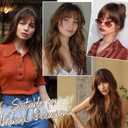 BARSDAR Medium Brown Human Hair Bangs Clip in - 100% Real Human Hair Clip in Bangs for Women - Medium Brown French Bang Extensions Natura Fringe with Temples Hairpieces