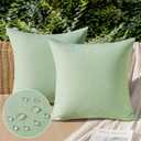 MIULEE Pack of 1Decorative Outdoor Solid Waterproof Throw Pillow Covers Faux Linen Garden Farmhouse Cushion Cases for Patio Tent Balcony Couch Sofa 65*65*2 Inch Sage Green