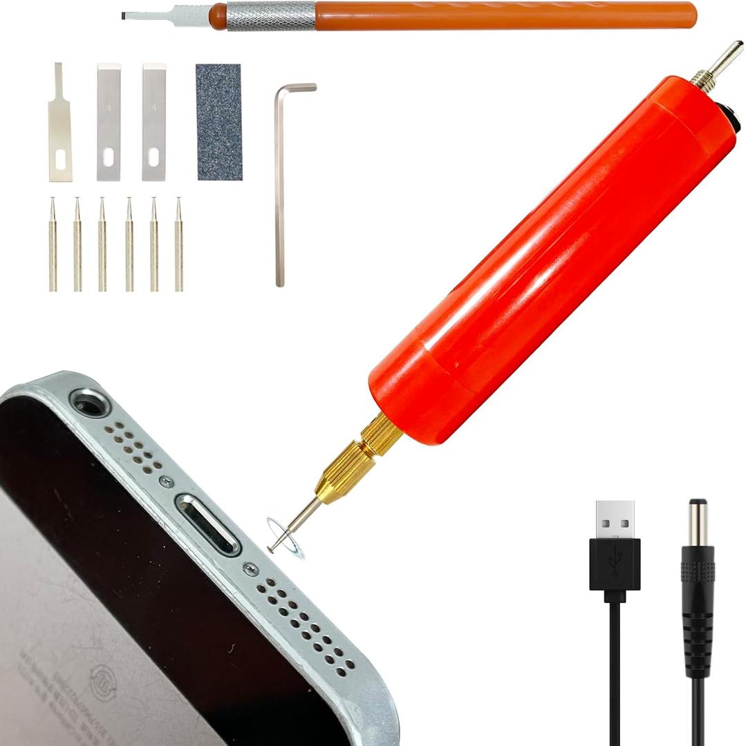 Cell Phone Damaged Screw Removal Iphone Repair Tool Broken Screw Extractor Kit for Small Screw Suitable for Laptop Ipad game consoles, etc USB 5V 10W Supply Soldering Iron not Included