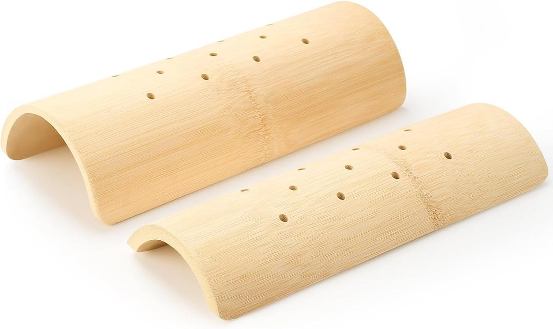Weysat 1 Pcs Bamboo Sauna Headrest for Sauna Accessory and 1 Pcs Bamboo Waist Pillow Neck Cervical Support Pillow Set for Stiff Neck, Shoulder Pain, Spinal Health, Relaxation, Spa Rooms and Home
