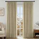 HOMEIDEAS 100% Blackout Plaid Pinch Pleated Curtains, Noise Reduction Thermal Insulated with Adjustable Hook and Rings, for Farmhouse Living Room, Bedroom, Nursery, 2 Panels, W40 X L108 Inch, Sand