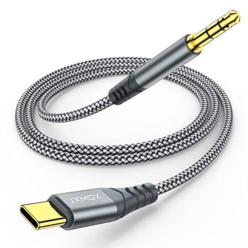 JXMOX USB C to 3.5mm Audio Aux Jack Cable (4ft), Type C to 3.5mm Headphone Car Stereo Cord Compatible with iPhone 17 16 15 Pro Max Air, Samsung Galaxy S25 S24 S23 S22 S21 Note 20, Pixel 9 8, iPad Pro