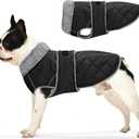 Dog Coat, Warm Dog Winter Coat for Medium Dogs, Waterproof Jacket with Adjustable Buckle & Velcro, Reflective Turtleneck Cold Weather Coats, Pet Fleece Vest Snow Jacket (Black, M)