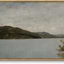 InSimSea Framed Canvas Wall Art Vintage Decor, Classical Landscape Paintings Artwork, Large Prints, Vintage Nature Decor, Retro Wall Decoration for Bedroom Living Room Bathroom, 16"x24" (Lake George)