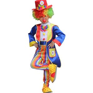 IWEMEK Girls Boys Clown Costume for Kids Funny Circus Costume Joker Cosplay Dress up Clown Hat Polka Dots Halloween Outfits (5-6 Years, Royal Blue)