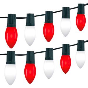 Vintage C9 LED Christmas Lights Outdoor, 150 Feet C9 String Lights with 75 Shatterproof C9 Bulbs, Waterproof Connectable Christmas Tree Lights for Outside Roofline Patio Xmas Decor, Red & Pure White