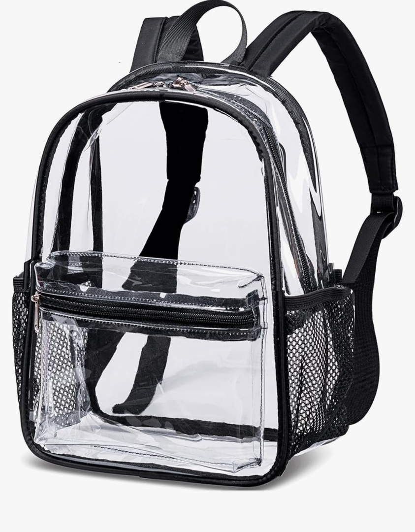 Clear Mini Backpack Stadium Events Approved 10x12x5 Small Transparent Bag Plastic See Through Backpacks for Work Festival Security Travel