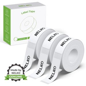 NELKO Genuine P21 Label Maker Tape, Adapted Label Print Paper, 14x40mm (0.55"x1.57"), Standard Laminated Office Labeling Tape Replacement, Multipurpose of P21, 180 Labels/Roll, 3-Roll, White