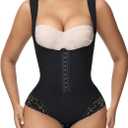 SHAPSHE Shapewear Bodysuit for Women Tummy Control Fajas Colombianas Waist Trainer Girdle Thong Open Bust Body Shaper (X-Small, Black)