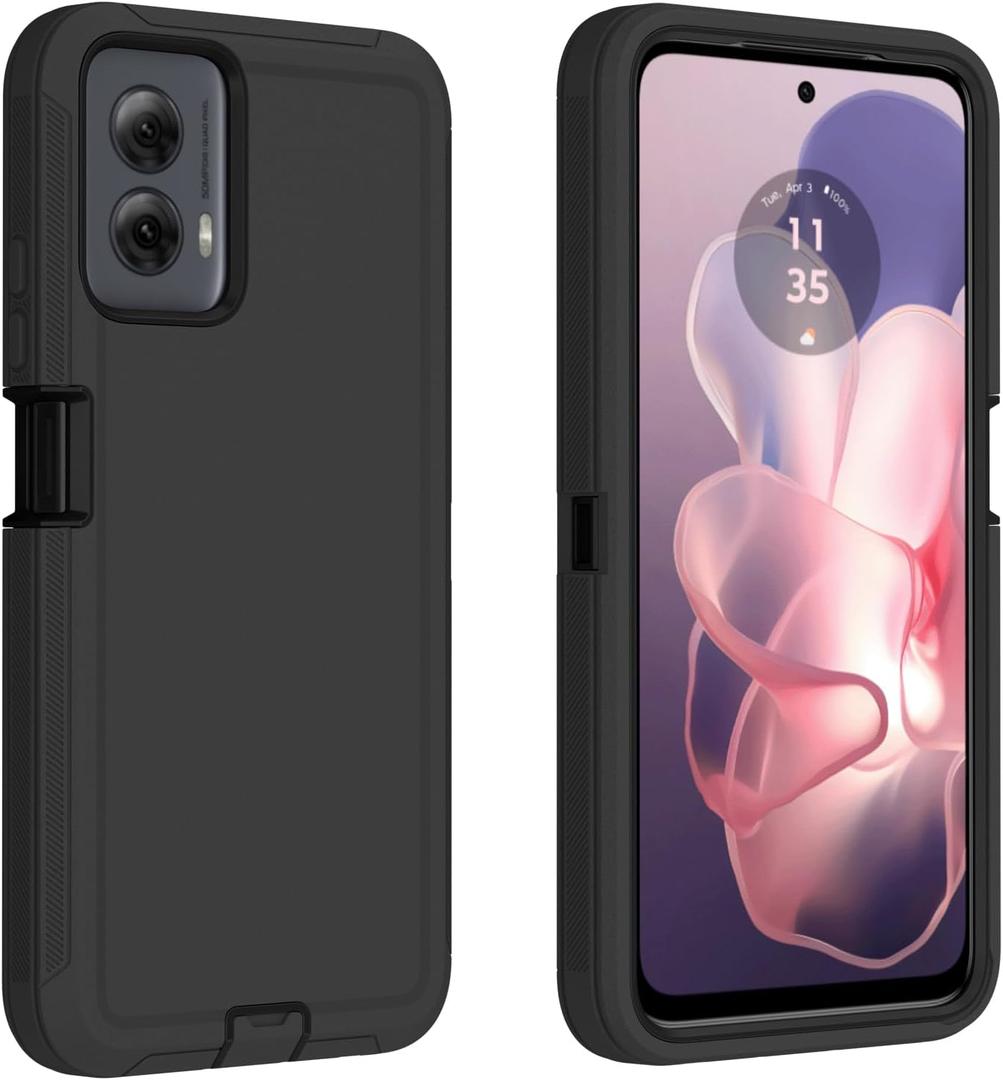 for Motorola Moto G Power 5G 2024 Case, Heavy Duty Bumper Case Shockproof Dustproof 3 in 1 Rugged Protective Phone Cover for Moto G Power 5G 2024 (Black)