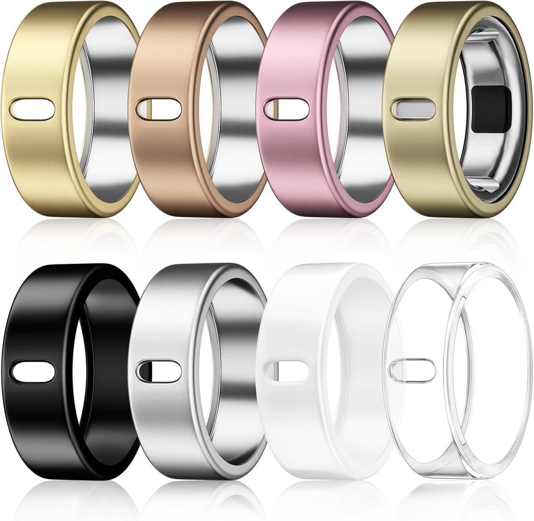 8 Pack Cover Compatible with Oura Ring Gen 4/Oura Ring Gen 3 Horizon/Heritage,Charging Derectly,Matte Texture Wear-Resistant Anti-Scratch TPU Protector for Oura Rings Women MenA,Size 7 (Gold+Silver+RD+Pink+CG+Clear+Black+White)