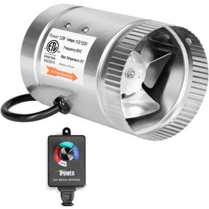 iPower 6 Inch Inline Booster Duct Fan with Speed Controller, 240 CFM HVAC Exhaust Ventilation Blower, Low Noise for Grow Tent, Attics, Basements, Bathrooms and Kitchens, 6 Inch Fan+Speed Controller, New