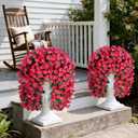 HyeFlora Artificial Fake Hanging Flowers for Spring Outdoor Outside Decoration, 2PCS Faux Silk Hotpink Daisy Plants UV Resistant Look Real Orchid Vines for Indoor Home Balcony Porch Planter