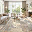 Toneed Abstract Area Rug Modern Washable Rug Soft Non Slip Rug Low Pile for Bedroom Living Room Dining Room Camel 6x9 Feet