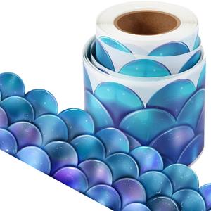 Ocean Bulletin Board Border Mermaid Scallops Self Adhesive Border Trim Ocean Beach Themed Classroom Decorations Borders for Bulletin Boards School Office Chalkboard Decors, 49.2 Feet(Blue Purple)