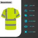 Class 3 High Visibility Shirts for Men Women, Short Sleeve Hi Vis Work Shirts, Constrcution, Roadwork, Utility, Yellow Small 3Pcs (Yellow, S)