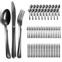 ERVILO 60 Piece Black Silverware Set - Service for 20, Stainless Steel Flatware Cutlery Set Include Knives Spoons Forks, Black Bulk Silverware for Wedding, Restaurant, Home, Dishwasher Safe