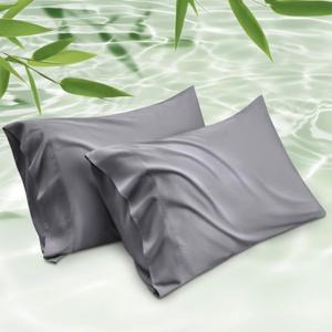 Bedsure Cooling Pillow Cases Standard Size 2 Pack, Rayon Derived from Bamboo Cooling Pillowcase for Hot Sleepers, Cool Pillow Covers with Envelope Closure for Women Men, Dark Grey, 20x26 Inches