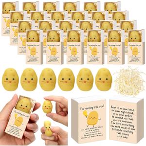 Wettarn 24 Sets Potato Support Gifts Cute Stress Balls with Gift Boxes Inspirational Party Favors for Employee Coworker Friends Office Positive Relief Desk Decor