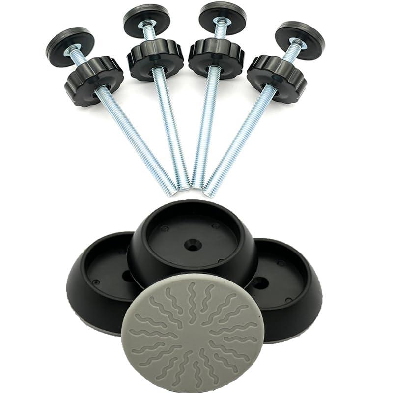 4 Pack Baby Extender Extension-M8(8mm) VMAISI Child Safety Pressure Mounted Baby Gate Threaded Spindle Rods Replacement Parts Bundle with Wall Protector for Stairs Cup Guard (Black, 8MM)