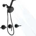 SUBEIXI 3 Handle Tub Shower Faucet Matte Black Bathtub Shower Faucet Set with Tub Spout, 3 Knob Shower Tub Faucet Set, Wall Mount