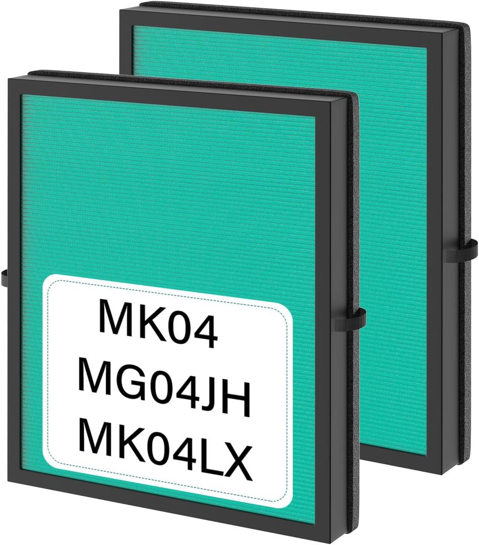 2 Pack MK04 Air Filter Replacement For AROEVE MK04 MG04JH Air Puri-fier Model DH-JH04. 4-IN-1 True HEPA Filter Replacement For MK04 MG04JH Air Puri-fier - Pet Dander Version.