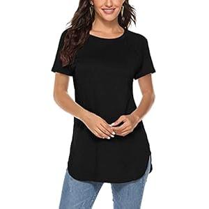 Newchoice Tunics for Women to wear with Leggings Short Sleeve Plain Basic Tees (L, Black) Newchoice Tunics for Women to wear with Leggings Short Sleeve Plain Basic Tees (L, Black)