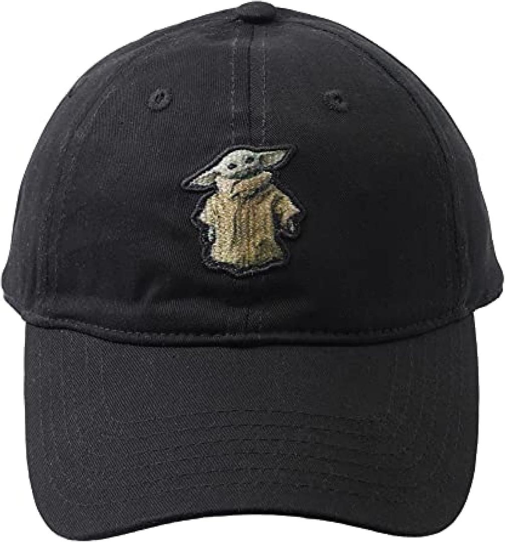 Star Wars The Mandalorian The Child Cotton Adjustable Baseball Cap, Grogu Dad Hat (Black)