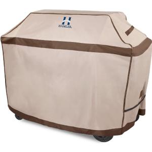 HAMLER Grill Cover 64 Inch, Heavy Duty Waterproof BBQ Covers, Gas Grill Covers Fits Weber Spirit, Weber Genesis, Char-Broil,Nexgrill, Brinkmann, Brown & Beige