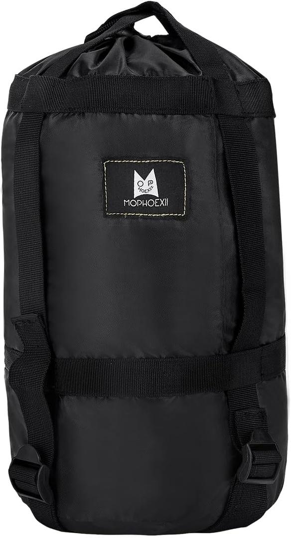 Compression Sack, 12L Compression Stuff Sack,Water Resistant Sleeping Bag Carrier Lightweight Nylon Storage Sack-Space Saving Gear for Camping, Hiking (Black)