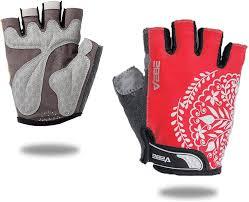 VEBE Women's Biking Cycling Gloves Non-Slip Shockproof Short Finger Gloves Outdoor Riding Mountain Bike Gloves, Red L