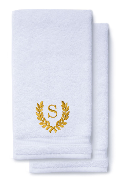 Monogrammed Hand Towels for Bathroom Kitchen Makeup | Personalized Gift for Wedding-Bridal | Roman Font Custom Luxury Turkish Towel | Spa Collection, Oversized, 16 X 30 Inch, Set of 2