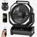 Socool Camping Fan with Light, 20000mAh Rechargeable Battery Fan with Remote, 112Hrs & 8 Speeds, Digital Display, Timer, Auto Oscillation, 270 Pivot & Hook for Outdoor Tent, Hurricane, Power Outage