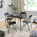 Flash Furniture Madison 5-Piece Folding Card Table and Chairs Set, Portable Event Table and Chairs Set, Black