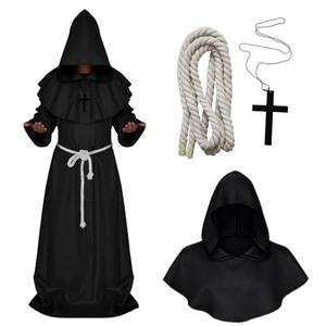 Medieval Monk Robe Priest Robe Halloween Cosplay Costume Cloak Size M