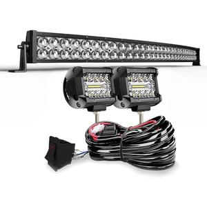 DOT 5D Curved 42Inch 240W Led Light Bar+2X 4Inch 60W Led Cube Pods W/Wiring Kit for Marine Boat Polaris Honda Pioneer Can Am Defender Dodge GMC UTV ATV SUV Kubota Kawasaki Suzuki Pathfinder GMC Yukon