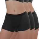 AIRCUTE Washable Super Absorbent Urinary Incontinence Underwear for Women Leak Proof Night Use Boy Shorts 3.3OZ, 3 Pack (Black, Medium)