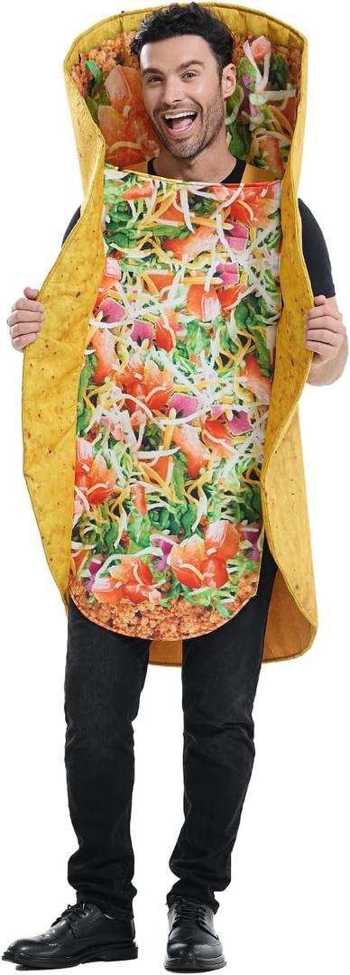 Seasons Taco Costume for Adults, Mexican Food Halloween Costumes for Men and Women, One Size