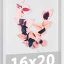 Large 16x20 Shadow Box Frame with Soft Linen Back - Memory Display Case, Shatterproof Plexiglass, 12 Push Pins Included, White