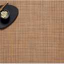 Chilewich Basketweave Placemats - Woven Placemats Set of 4 - Reusable, Stain-Resistant, Indoor/Outdoor Tabletop Protection - Teak - 14" x 19" Rectangle