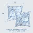 LVTXIII 2 Pack Outdoor Pillow Covers ONLY 18x18 Inch, Water-Repellent Square Decorative Cushion Covers for Patio Furniture, Garden, Sofa, A Pebble Blue