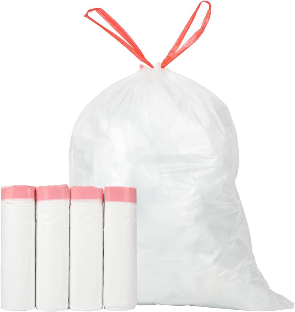 Ultra Thick Heavy Duty Plastic 15 Gallon Drawstring Trash Bags Large 80 Count White Leak Proof Garbage Bags for Tall Kitchen Home Office Outdoor