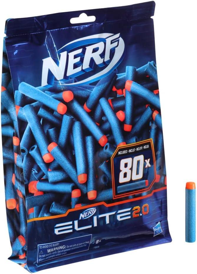 NERF Elite 2.0 Dart Refill, 80 Nerf Elite Darts, Compatible with All Nerf Blasters That Use Elite Darts, Kids Outdoor Games