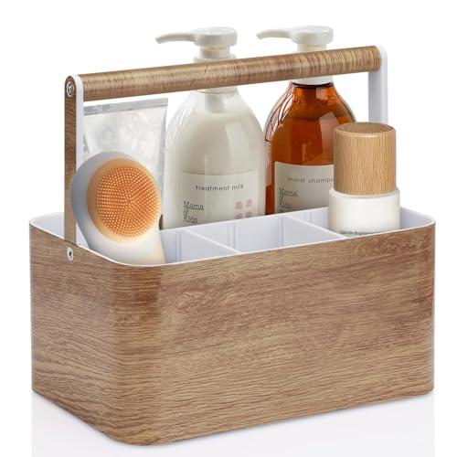 BYUNER Shower Caddy Portable for College: Devided Bathroom Caddy Shower Basket for Dorm with Handle, Plastic Bathroom Counter Organizer Storage Tote Bin for Dorm,Kitchen,Cabinet, Wood Grain BYUNER Shower Caddy Portable for College: Devided Bathroom Caddy Shower Basket for Dorm with Handle, Plastic Bathroom Counter Organizer Storage Tote Bin for Dorm,Kitchen,Cabinet, Wood Grain