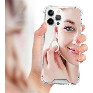 LUVI Compatible with iPhone 15 Pro Mirror Case Cute for Women Girls Silicone Bumper Slim Ultra Thin Corner Protection Case Shockproof Design Fashion Luxury Cover Silver