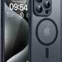 TOCOL Magnetic for iPhone 15 Pro Max Case, Upgraded Full Camera Protection, Compatible with Magsafe, Drop Protection, Translucent Matte Back Bumper Phone Cover 6.7-InchBlack
