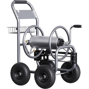 Giraffe Tools Garden Hose Reel Cart, Cart with Wheels Heavy Duty, Industrial Hose Reels for Outside, 250-Feet of 5/8" Hose Capacity, Hose Guide Pre-Installed (Extra large)