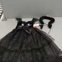 ReliBeauty Black Cat Costume for Girls Kitty Costume Halloween Toddler Dress with Accessories (6-7/130)