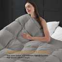 CYMULA Full Size Feather Down Comforter - All Season Dark Grey Duvet Insert, Lightweight Box Stitched, Fluffy Breathable, Ultra Soft Quiet Hotel Style with 8 Tabs(82" x 86")
