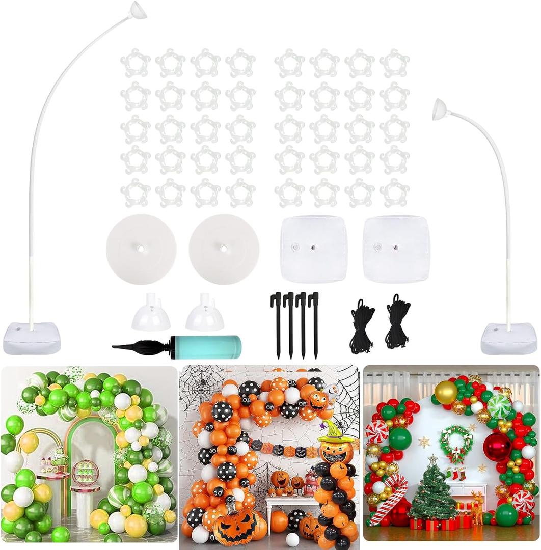 AerWo Balloon Arch Kit Balloon Arch Stand with Base, 9.35Ft & 6Ft High Free Bending Half Arch Balloon Stand for Wedding Birthday Party Baby Shower Yard Lawn Christmas Decorations